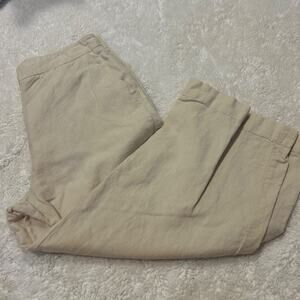 Oak + Fort Womens Sz 8 Beige Cotton Linen Slide Pockets Pants Cottage Core Soft